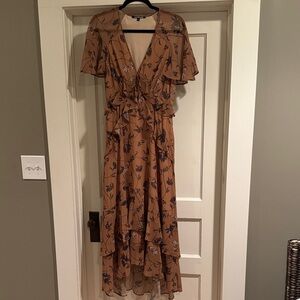 Gianni Bini Brown Floral High Low Dress